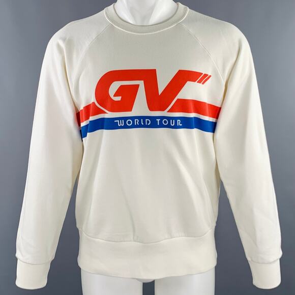 GIVENCHY Size S Cream Red Cotton -GV World Tour- Graphic Sweatshirt - Picture 1 of 7